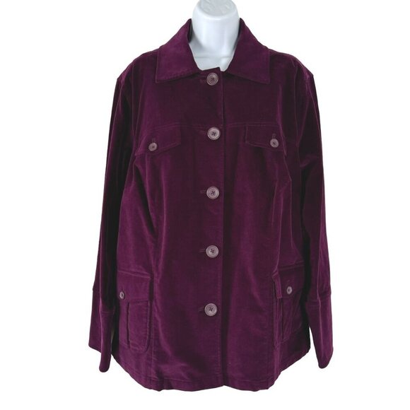 Talbots Velvet Blazer Jacket Womens 14W Burgundy Plum Cotton Blend NWT CJ-1825 - Picture 1 of 9